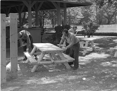 Ann Arbor Park Department Employees Assemble New Picnic Tables At