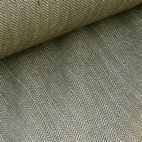 Organic Cotton Herringbone Mediumweight Fabric Olive Upholstery