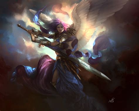 Angel Warrior In Battle 4k Ultra Hd Fantasy Wallpaper By Diego Cunha