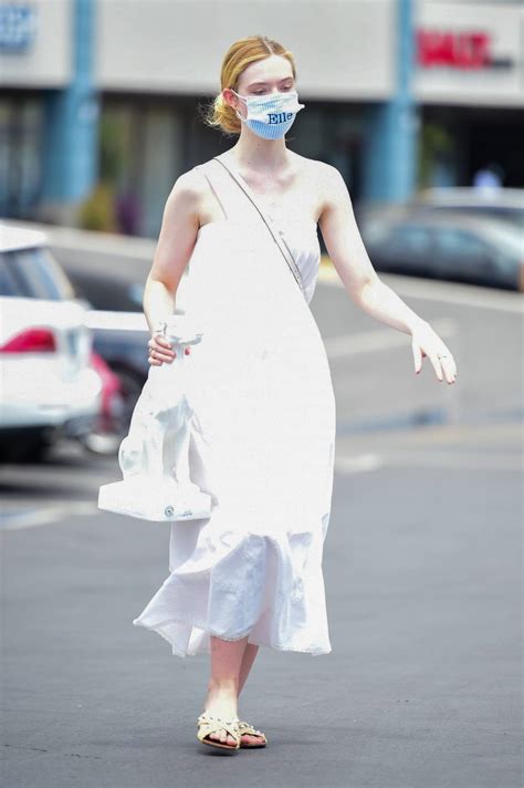 Elle Fanning In A White Maxi Dress Shopping In Los Angeles Gallery