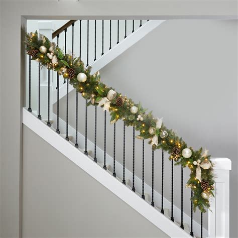 9ft 2743 Cm Pre Lit Garland With Plug In Lights In Magnolia And Gold