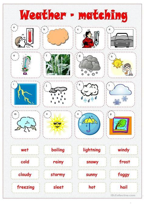 Weather Matching Learning French For Kids Weather Vocabulary French