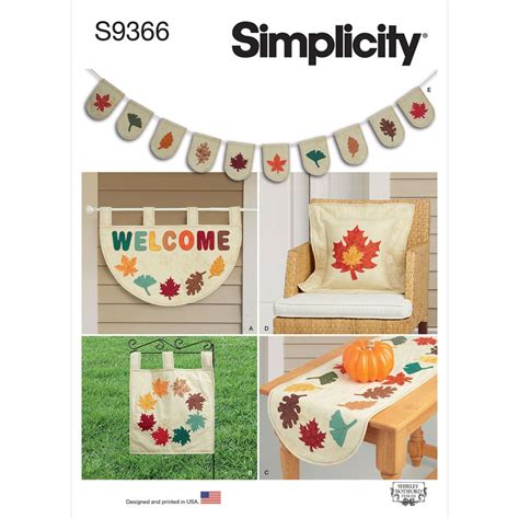 Autumn Themed Home Decor Simplicity Sewing Pattern 9366 One Size