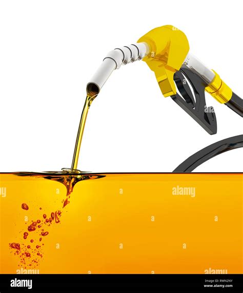 Nozzle Pumping Gasoline In A Tank Of Fuel Nozzle Pouring Gasoline Over