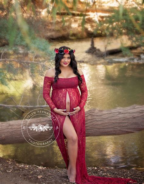 Burgundy Lace Maternity Gown With Lace Layered Tube Top And Lace Maternity Gown Lace