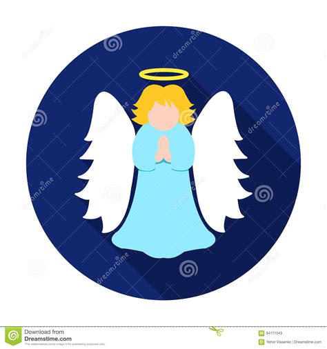 Christmas Angel Icon In Flat Style Isolated On White