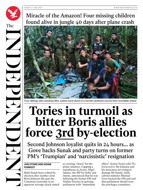 Independent On Sunday Front Page 11th Of June 2023 Tomorrow S Papers