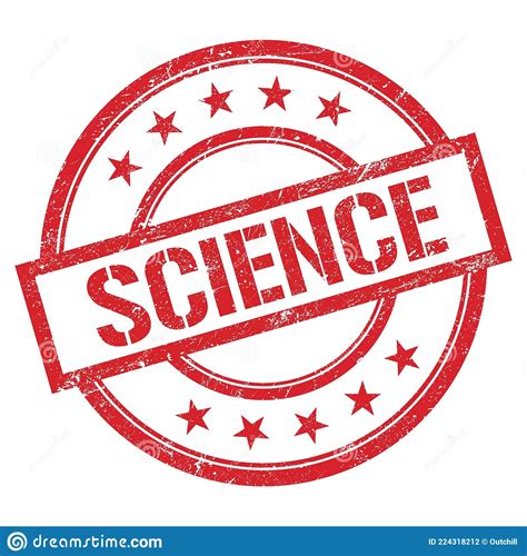 Science Text Written On Red Vintage Stamp Stock Illustration