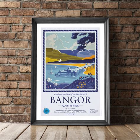 Bangor Garth Pier Vintage Poster Artwork — Nicky Thompson Art