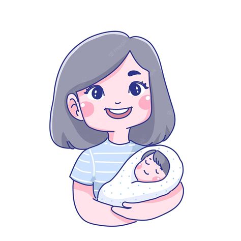 Premium Vector Mother And Baby Cartoon Illustration