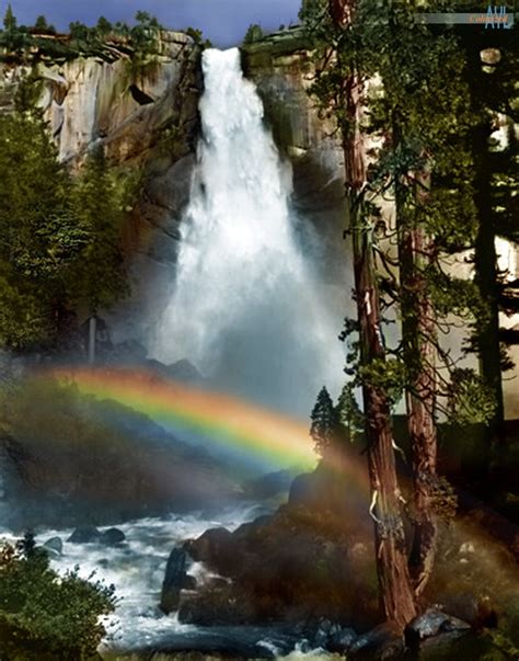Ansel Adams Nevada Falls With Rainbow Yosemite National Park 1946