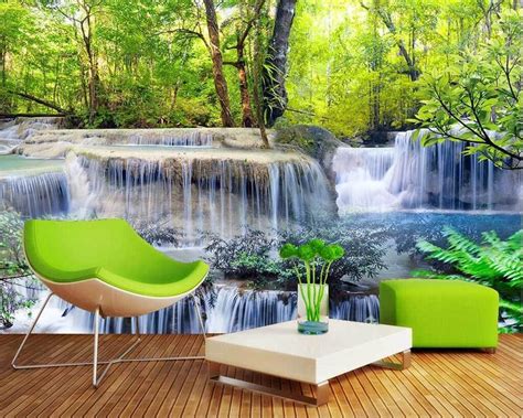 Beibehang Custom Wallpaper 3d Landscape Landscape Waterfall Tv