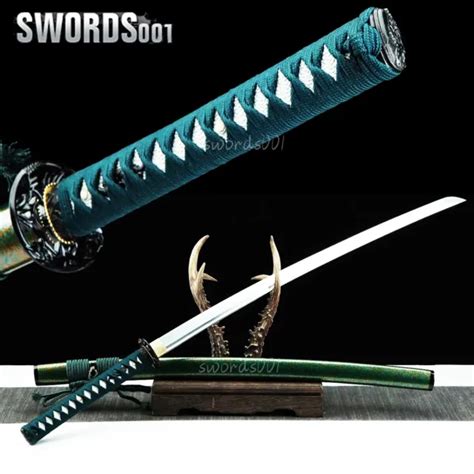 Elegant Green Japanese Warrior Sword Samurai Katana Carbon Steel Blade