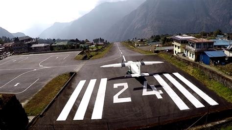 Landing And Take Off Tenzinghillary Airport In Lukla Nepal