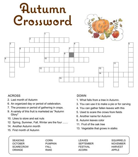 Free Printable Fall Crossword Puzzles For Adults Crossword Puzzles