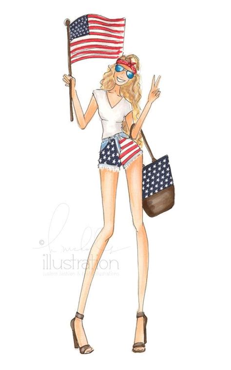 Miss Stars And Stripes By Hnillustration On Etsy Fashion Artwork
