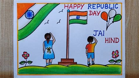 Republic Day Poster Drawing Easyhow To Draw Republic Day Drawing