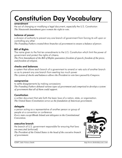 Constitution Day Vocabulary