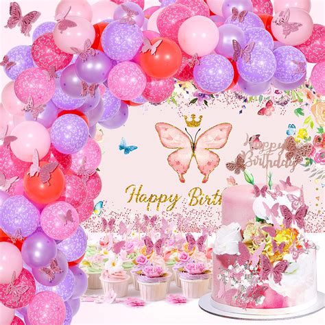 Buy 102 Pieces Butterfly Birthday Party Decoration Set Happy Birthday