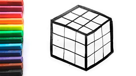 Blank Rubiks Cube Drawing Drawing A Realistic Rubiks Cube In Colored
