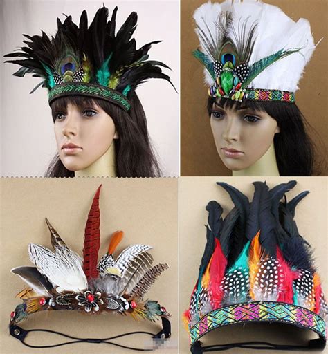 indian feather headband party performance hat samba carnival headdress headgear carnival