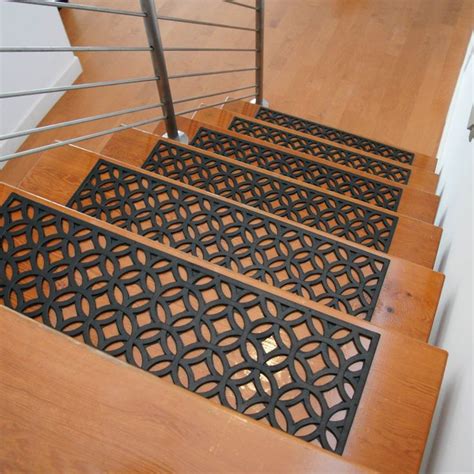 Rubber Cal 6 Piece Azteca Indoor Outdoor Stair Treads Rubber Step Mats