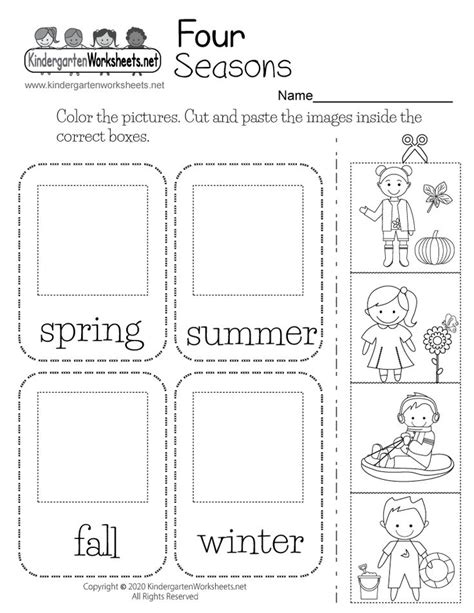 Free Printable Seasons Worksheet For Kindergarten