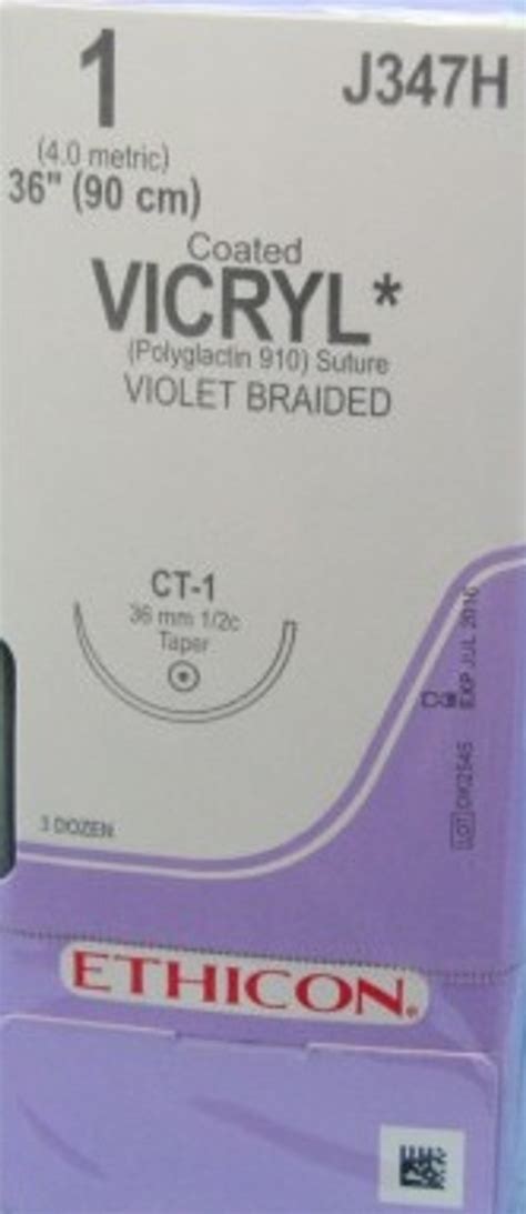 Ethicon Coated Vicryl Absorbable Suture Taper Point 12 Circle 36mm