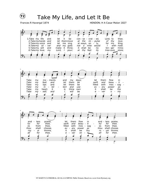 Take My Life And Let It Be Hendon Sheet Music For Organ Mixed Duet