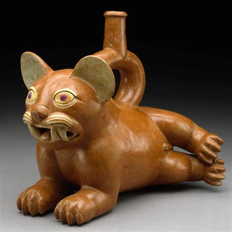 Sculptures Céramiques Lion Sculpture Maya Ancient Mexico Peruvian