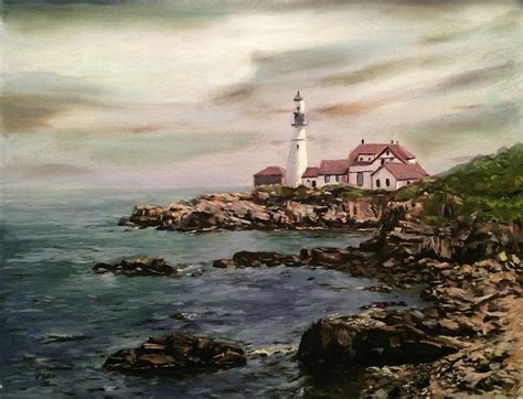 Portland Head Lighthouse Maine Painting By Victor Soto Pixels