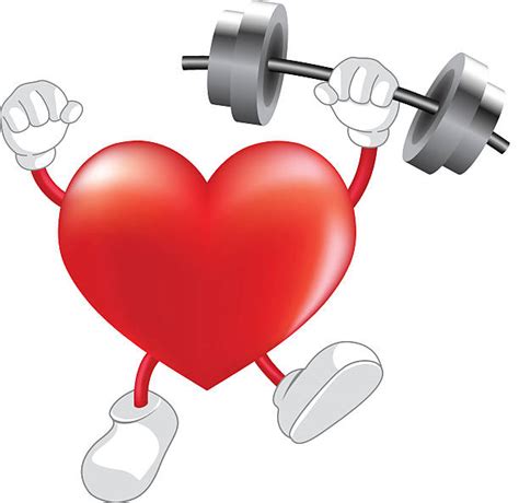 Cute Heart Exercising Healthy Illustrations Royalty Free Vector
