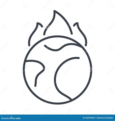 Planet Earth And Flames Around The Globe Vector Isolated Flat Icon