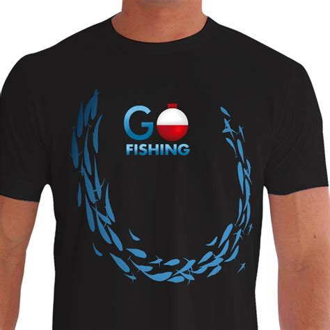 Camiseta Pesca Esportiva Go Fishing Bóia Cardume Peixes