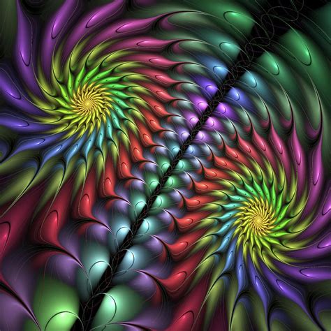 Two Spirals Colorful Modern Fractal Art Digital Art By