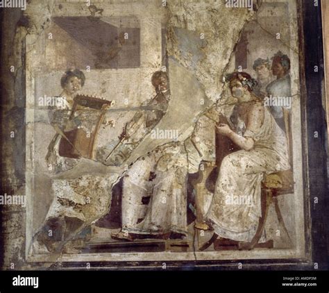 Fine Arts Ancient World Roman Empire Mural Painting Musicians