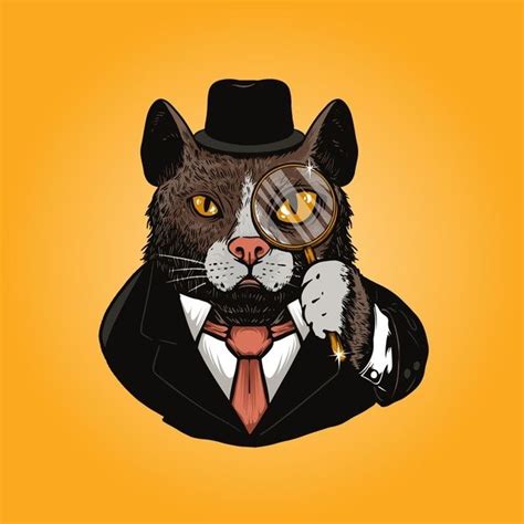 Premium Vector Cat Detective Illustration Illustration Cats Detective
