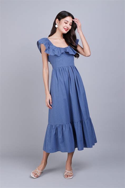 Laura Dress In Muted Blue Lilypirates