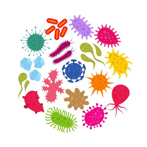 Virus disegno per bambini : Virus Disegno Png : Virus and bacteria cartoon character Vector | Premium Download : Virus icons ...