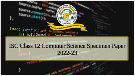 Isc Class Computer Science Paper Specimen Cisce Computer