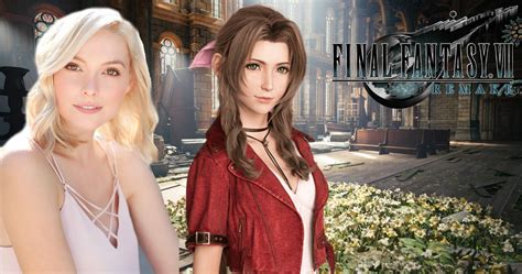 final fantasy vii remake aeriths voice actress looks stunning in full character cosplay