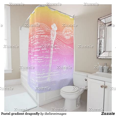 Pastel Gradient Dragonfly Shower Curtain In 2020 Custom Shower Curtains Shower