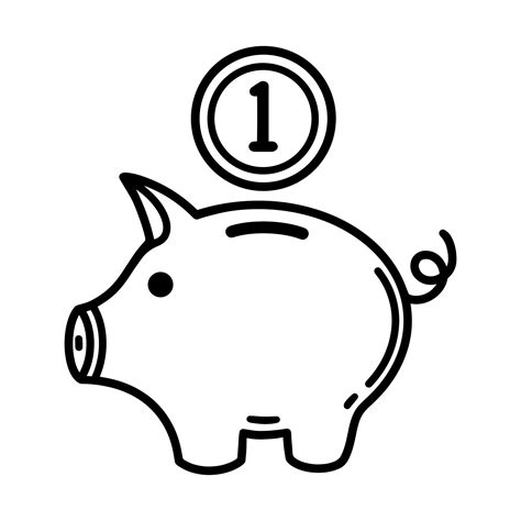 Piggy Bank Vector Icon Cute Money Box With A Coin Symbol Of Currency