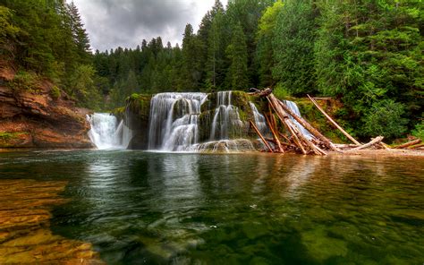 Pinchot Ford Forest Waterfall Beautiful Landscape Lower Lewis River