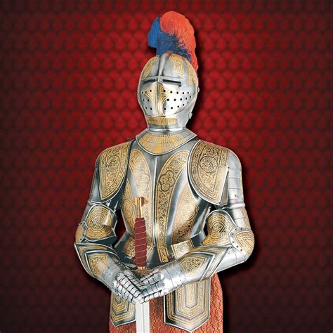 Medieval Gold Etched Suit of Armour - MuseumReplicas.com