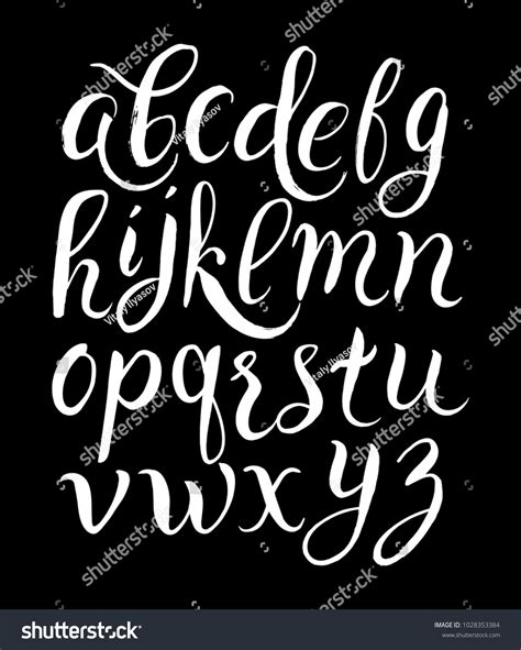 Brush Hand Lettering Alphabet Modern Calligraphy Vector De Stock