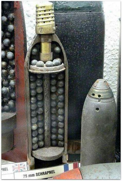 French 75mm Artillery Shrapnel Shell 1914 1918 Military Weapons
