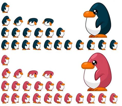 Premium Vector Penguin Game Sprites Penguins Game Sprite 2d