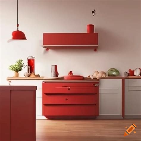 Red And White Kitchen Design With Clay Accents On Craiyon