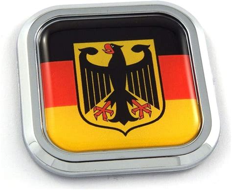 German Eagle Flag Square Chrome Rim Emblem Car 3d Decal